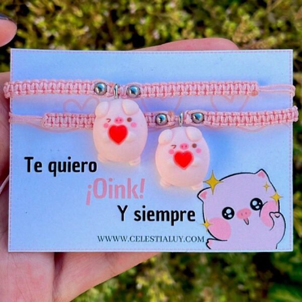 Pulseras para compartir Te quiero oink y siempre