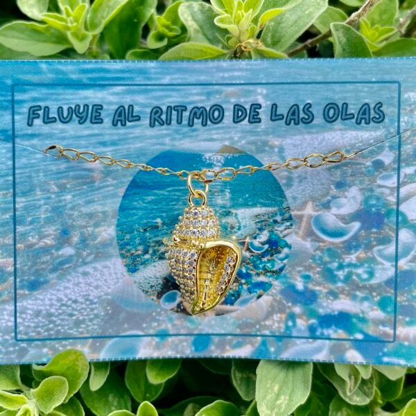 collares con motivo marino acero enchapado en oro real 18k