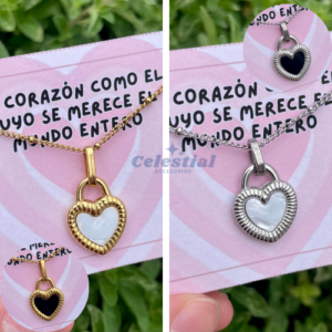 collar de acero quirúrgico con corazón