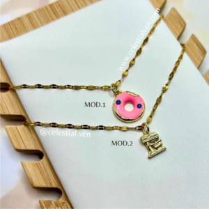 COLLARES DE ACERO CON BAÑO DE ORO REAL 18K DONA BATIDORA