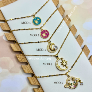 COLLARES DE ACERO CON BAÑO DE ORO REAL 18K GALACTICOS
