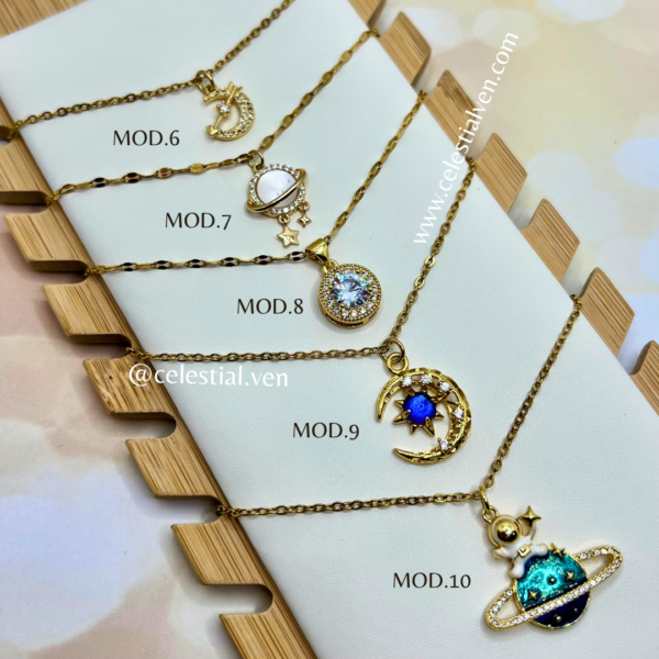 COLLARES DE ACERO CON BAÑO DE ORO REAL 18K GALACTICOS 2