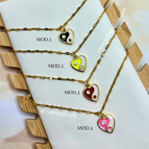 COLLARES DE ACERO CON BAÑO DE ORO REAL 18K YIN YANG