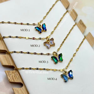 COLLARES DE ACERO CON BAÑO DE ORO REAL 18K MARIPOSA PEQUEÑA
