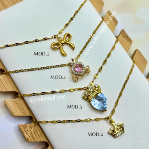 COLLARES DE ACERO CON BAÑO DE ORO REAL 18K ESTRELLA PRINCESA REINA REALEZA