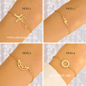 pulseras de acero con baño de oro 18k