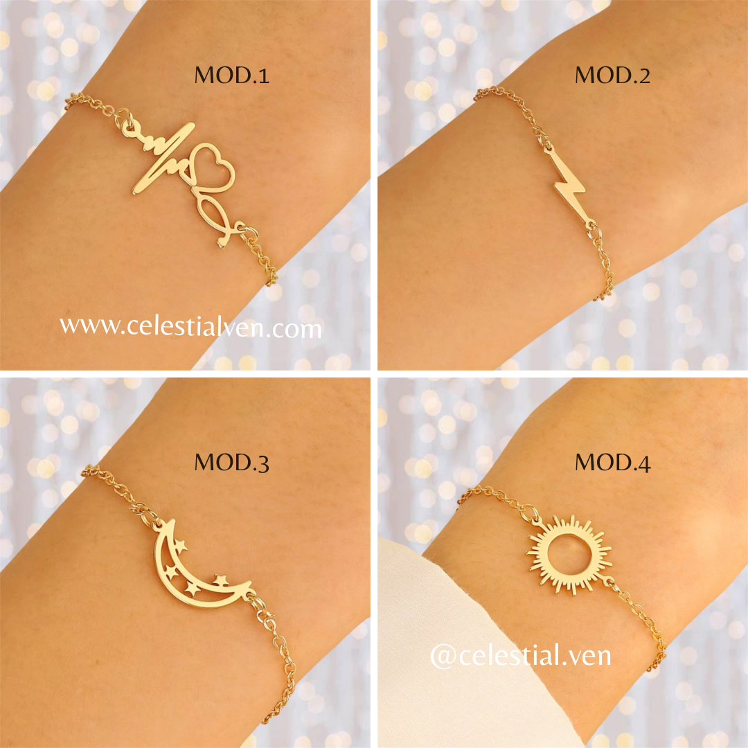 pulseras de acero con baño de oro 18k