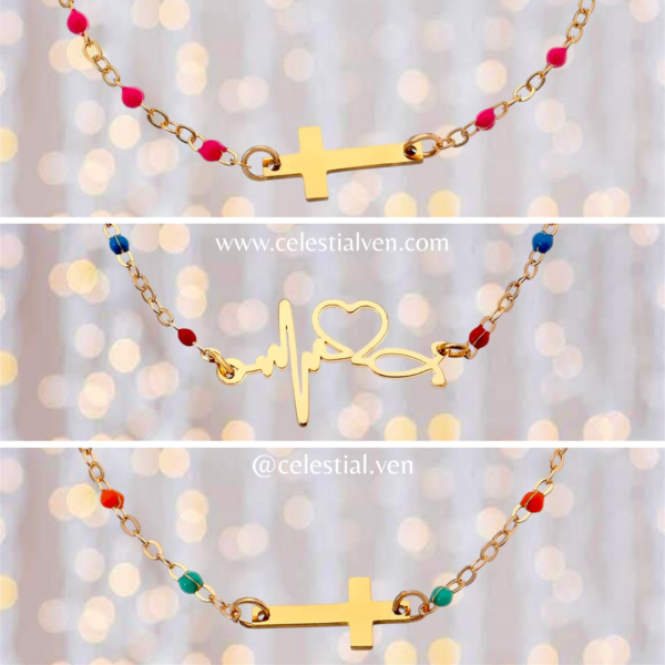 PULSERAS DE ACERO QUIRURGICO CON BAÑO DE ORO REAL 18K