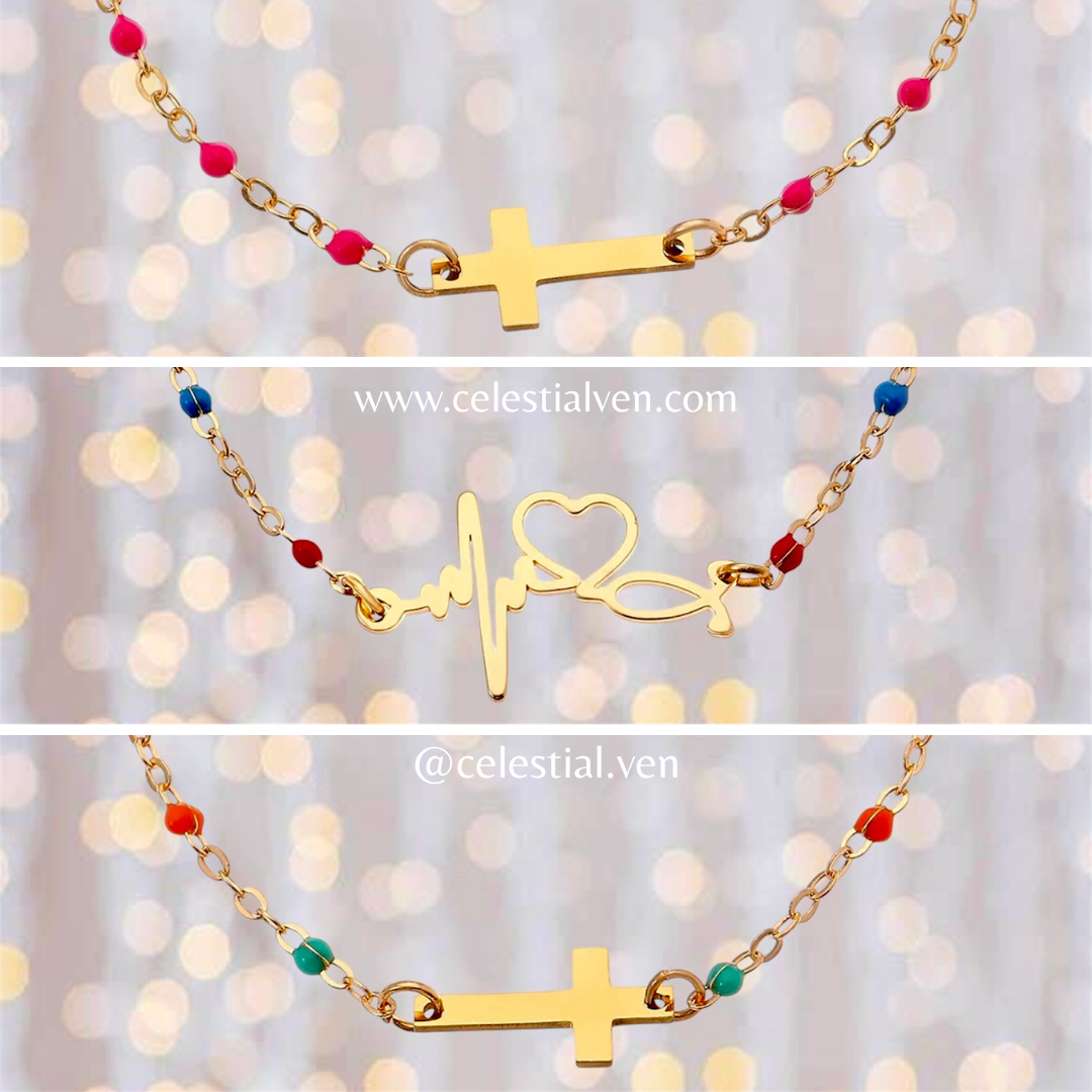PULSERAS DE ACERO QUIRURGICO CON BAÑO DE ORO REAL 18K