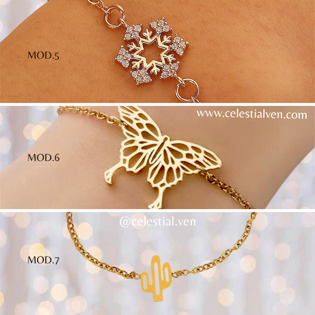 pulseras de acero con baño de oro 18k