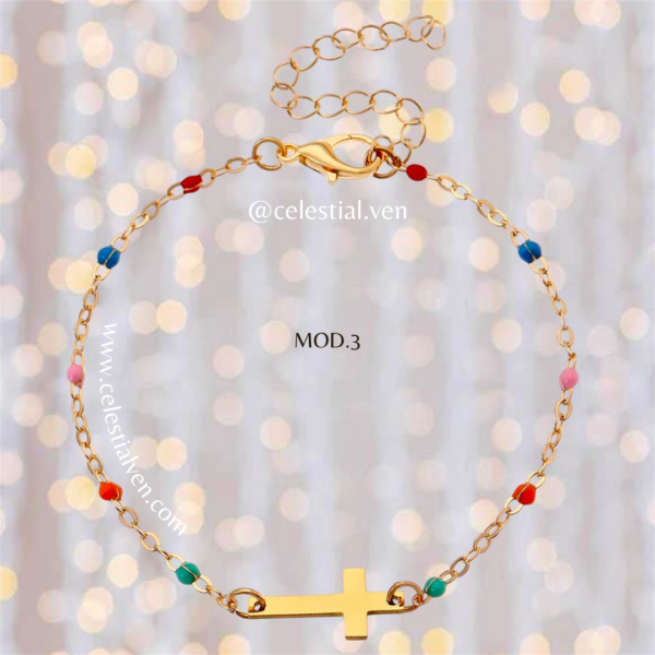 PULSERAS DE ACERO QUIRURGICO CON BAÑO DE ORO REAL 18K 4