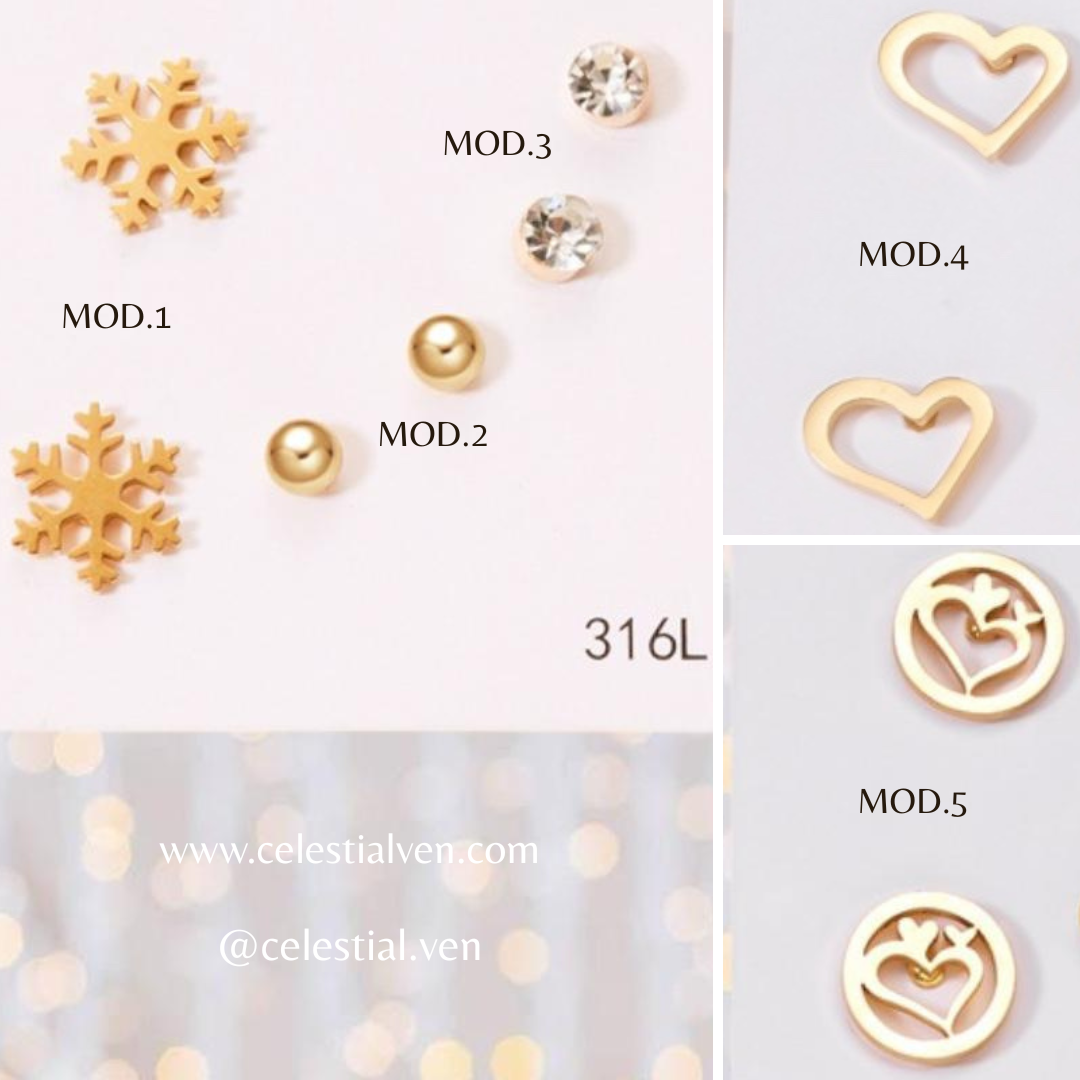 zarcillos topitos acero baño de oro real 18k